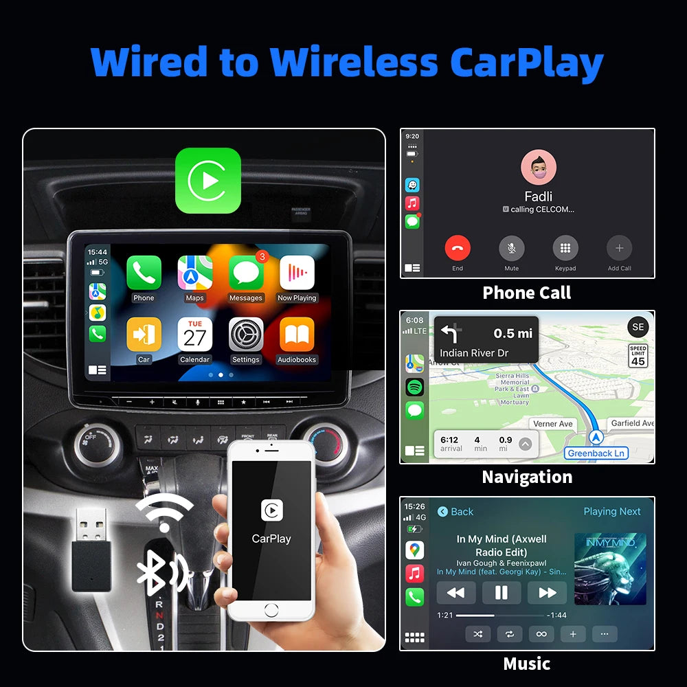 Adaptador Inalámbrico 2 en 1 – CarPlay & Android Auto para Coche