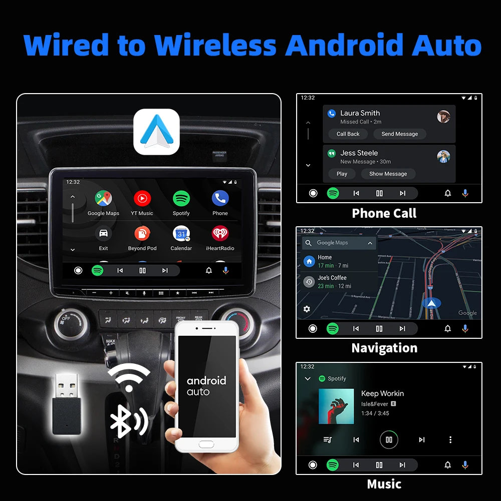 Adaptador Inalámbrico 2 en 1 – CarPlay & Android Auto para Coche