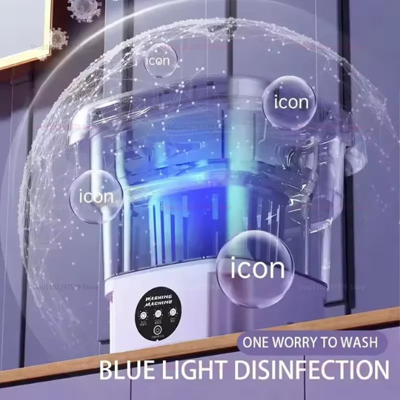 Lavadora Portátil 8L con Secado Rápido | Plegable, Compacta y Eficiente