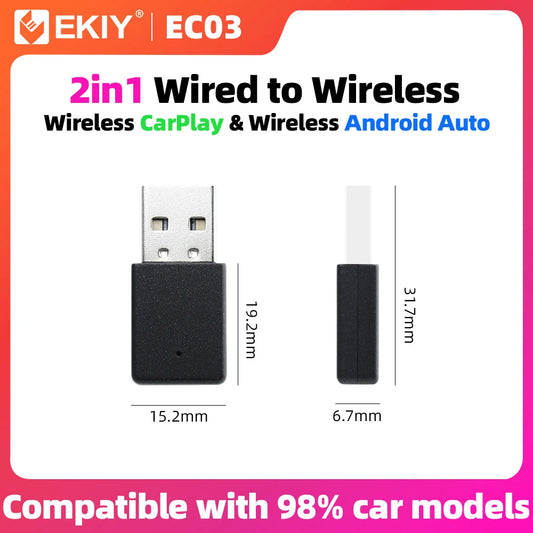 Adaptador Inalámbrico 2 en 1 – CarPlay & Android Auto para Coche
